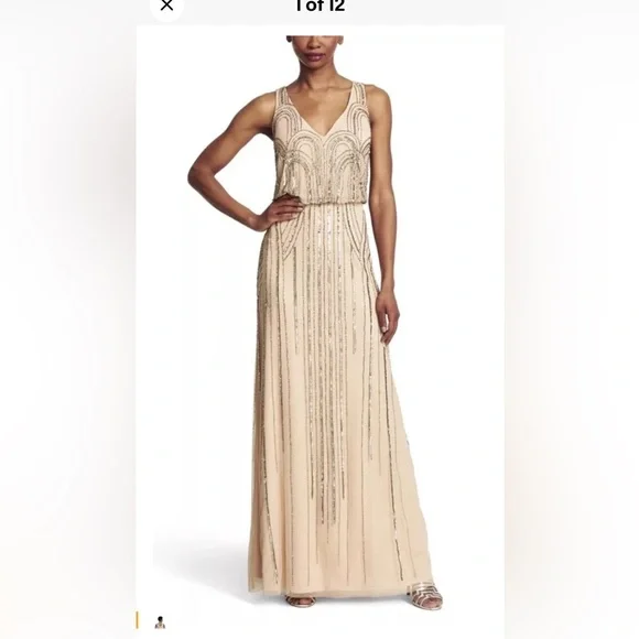 adrianna papell gold bridesmaid dress Adrianna Papell Bridesmaid Dress Style 091900120 main image 0